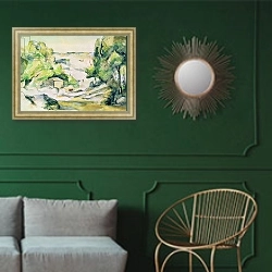 «Countryside in Provence» в интерьере классической гостиной с зеленой стеной над диваном