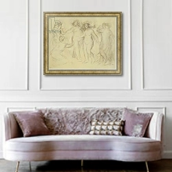 «Study for the Judgement of Paris; Etude pour Le Jugement de Paris,» в интерьере гостиной в классическом стиле над диваном