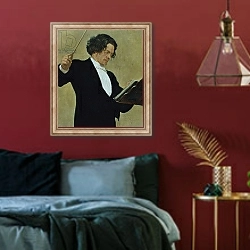 «Anton Rubinstein Conducting» в интерьере спальни с акцентной стеной