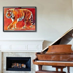 «Bengal Tiger» в интерьере классической гостиной над камином