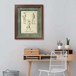 «Three studies of male figures 2» в интерьере кабинета с деревянным столом