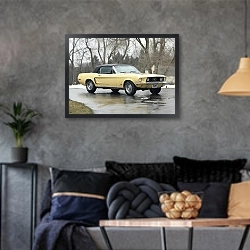 «Mustang GT Convertible '1968» в интерьере гостиной в стиле лофт в серых тонах