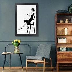 «Хепберн Одри 125» в интерьере гостиной в стиле ретро в серых тонах
