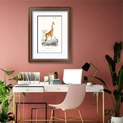 «Жираф (Giraffa camelopardalis)» в интерьере современного кабинета в розовых тонах