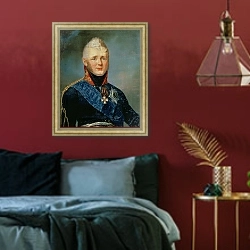 «Portrait of Emperor Alexander I» в интерьере спальни с акцентной стеной