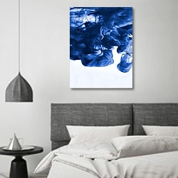 «Чернила и вода» в интерьере спальне в стиле минимализм над кроватью