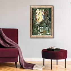 «The Raising of Lazarus 3» в интерьере гостиной в бордовых тонах