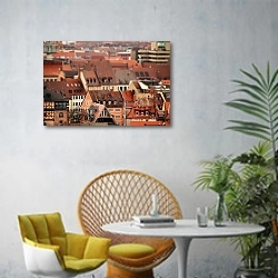 «Германия. Нюрнберг 14» в интерьере современной гостиной с желтым креслом