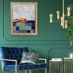 «Cloudy, 2015,» в интерьере в классическом стиле с зеленой стеной