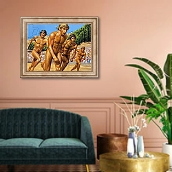 «Olympic runners» в интерьере классической гостиной над диваном