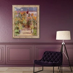 «The Garden at Vetheuil, 1881» в интерьере в классическом стиле в фиолетовых тонах