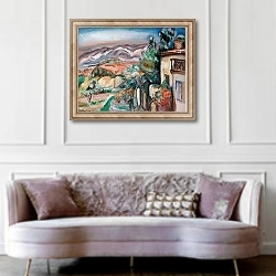 «Paysage» в интерьере гостиной в классическом стиле над диваном