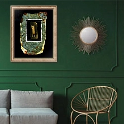 «Mare Nostrum, 2010collagraph,digital photography» в интерьере классической гостиной с зеленой стеной над диваном