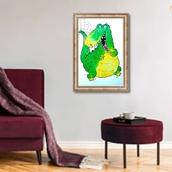 «Happy Crocodile» в интерьере гостиной в бордовых тонах