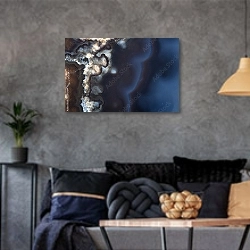«Текстура с синей агатовой структурой» в интерьере гостиной в стиле лофт в серых тонах