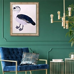 «A Comb Duck, c.1800» в интерьере в классическом стиле с зеленой стеной