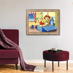 «Leo the Friendly Lion 51» в интерьере гостиной в бордовых тонах