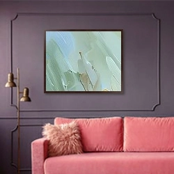 «Light-lilac song of irises» в интерьере гостиной с розовым диваном