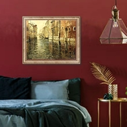«A Venetian Canal Scene» в интерьере спальни с акцентной стеной
