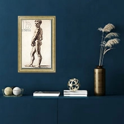 «PD.55-1961 Male Nude, c.1863» в интерьере в классическом стиле в синих тонах
