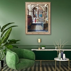 «Крез и Солон» в интерьере гостиной в зеленых тонах