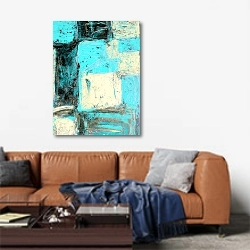 «Мраморная абстракция» в интерьере современной гостиной над диваном