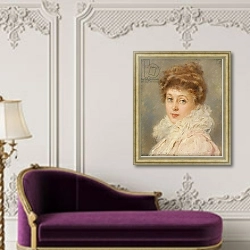 «Portrait of an Elegant Woman,» в интерьере в классическом стиле над банкеткой