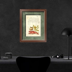 «Insect, English Walnut, Saint John’s Wort, and Crayfish» в интерьере кабинета в черных цветах над столом
