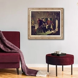 «Frederick II and General von Ziethen» в интерьере гостиной в бордовых тонах