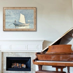 «Sailing a Dory, 1880» в интерьере классической гостиной над камином