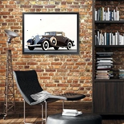 «Lincoln KA Roadster by Dietrich '1933» в интерьере кабинета в стиле лофт с кирпичными стенами