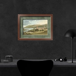 «The Monastery, Fort Augustus» в интерьере кабинета в черных цветах над столом