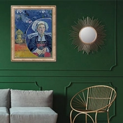 «The Beautiful Angel, 1889» в интерьере классической гостиной с зеленой стеной над диваном