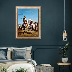 «The Horse of Gaada, or The Horse of Submission, 1864» в интерьере классической спальни с темными стенами