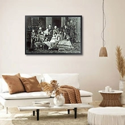 «Family Portrait of Emperor Alexander II» в интерьере светлой гостиной в стиле ретро
