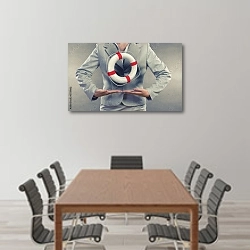 «Спасательный круг для бизнеса» в интерьере конференц-зала над столом для переговоров