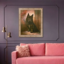 «Scottie Puppy» в интерьере гостиной с розовым диваном