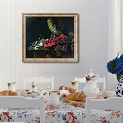 «Натюрморт с рогом» в интерьере кухни в стиле прованс над столом с завтраком