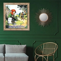 «Norman Gnome 65» в интерьере классической гостиной с зеленой стеной над диваном