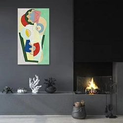 «BOUQUET DE FLEURS» в интерьере гостиной в стиле минимализм с камином