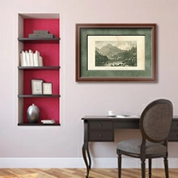 «View in the Vale of Llangollen 1» в интерьере кабинета в классическом стиле над столом