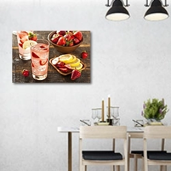 «Клубничный лемонад» в интерьере современной столовой над обеденным столом