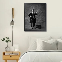 «История в черно-белых фото 1155» в интерьере белой спальни в скандинавском стиле