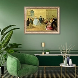 «The Masked Ball» в интерьере гостиной в зеленых тонах