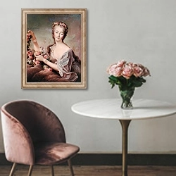 «Portrait of the Countess du Barry as Flora» в интерьере в классическом стиле над креслом
