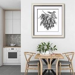 «Fraxinus ornus or Flowering Ash vintage engraving» в интерьере кухни в светлых тонах над обеденным столом