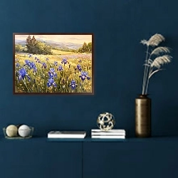 «Irises in the sunset light» в интерьере в классическом стиле в синих тонах