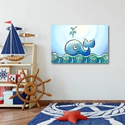 «Маленький кит» в интерьере детской комнаты для мальчика в морской тематике