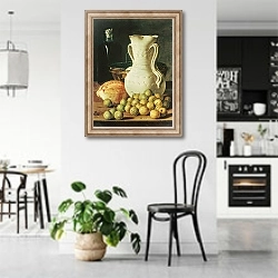 «Still Life with bread, greengages and pitcher» в интерьере современной светлой кухни