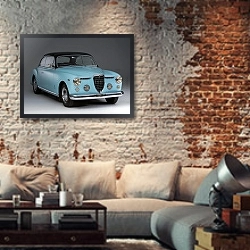 «Lancia Aurelia B53 Coup? '1952» в интерьере гостиной в стиле лофт с кирпичной стеной
